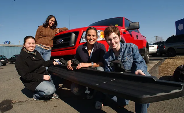 Students Display Running Board for Ford Truck