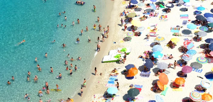 Overhead view of an Italian beach