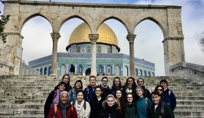 Students at the Haram al-Sharif/Temple Mount in Jerusalem