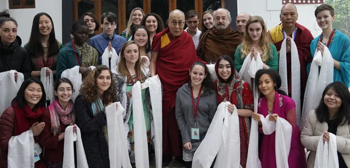 Group of students meeting His Holiness the Dalai Lama