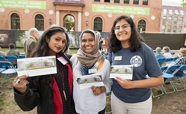Three students at the Neilson groundbreaking