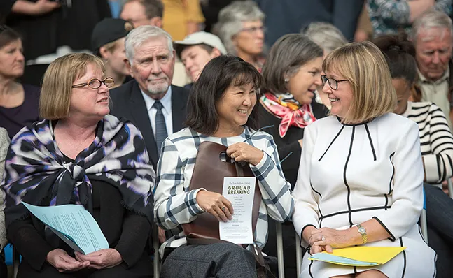 Deborah Duncan, Maya Lin and Kathy McCarney at the Neilson groundbreaking