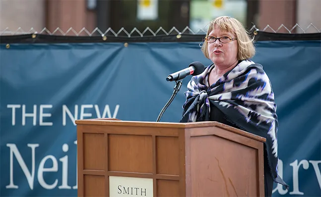 Deborah Duncan speaks at the Neilson groundbreaking