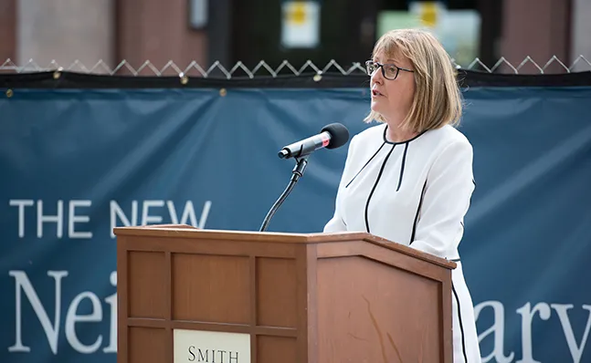 President McCartney speaks at the Neilson groundbreaking