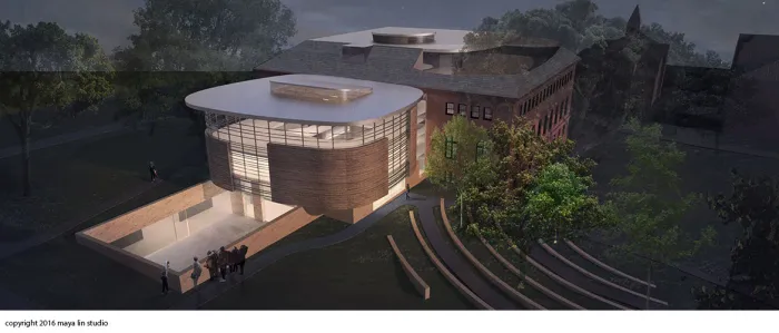 Maya Lin design for New Neilson Library sunken courtyard at night