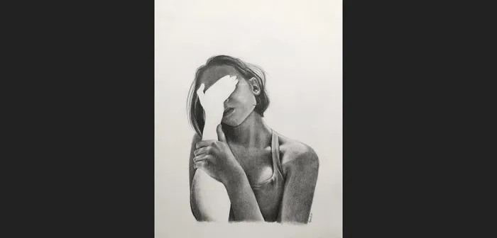 Charcoal drawing of a woman by Olivia Dong '24