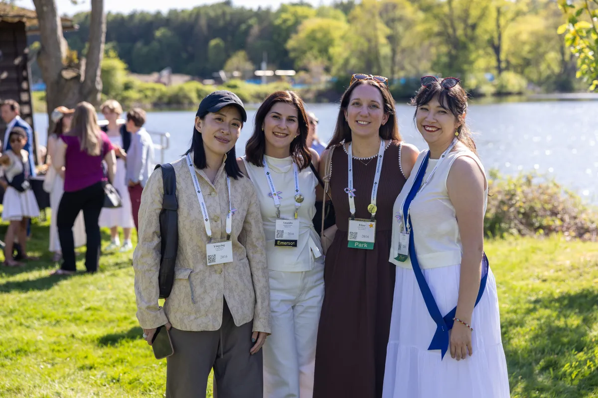 Smithies smile in front of Paradise Pond during Reunion