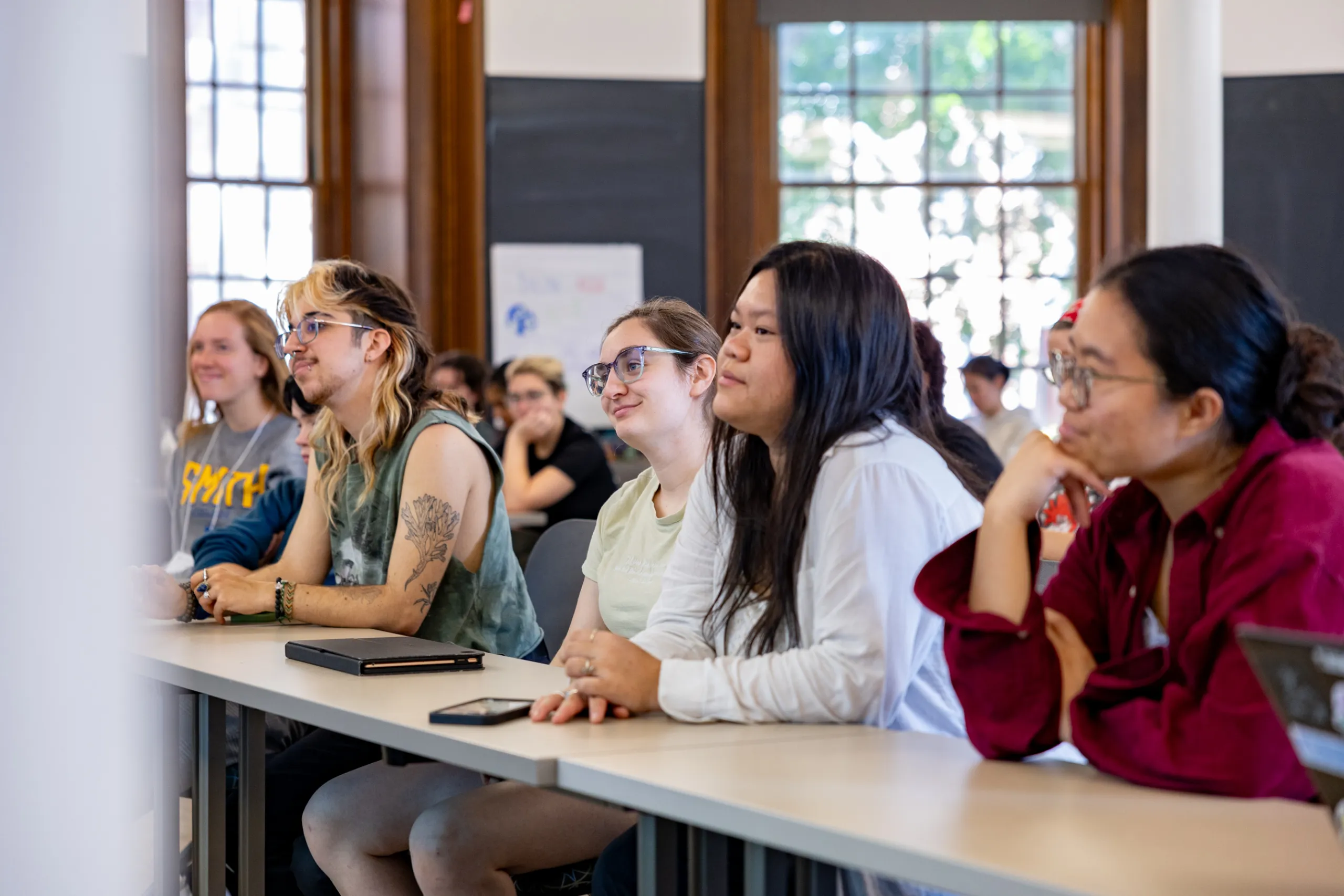 Students listening intently in class