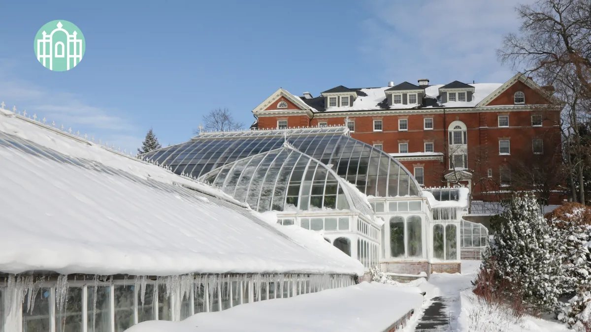 Lyman plant house covered in snow