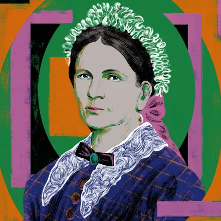 An artist's rendition of Sophia Smith, with bold pop-art style colors.