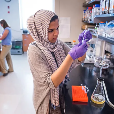 Student in a science lab